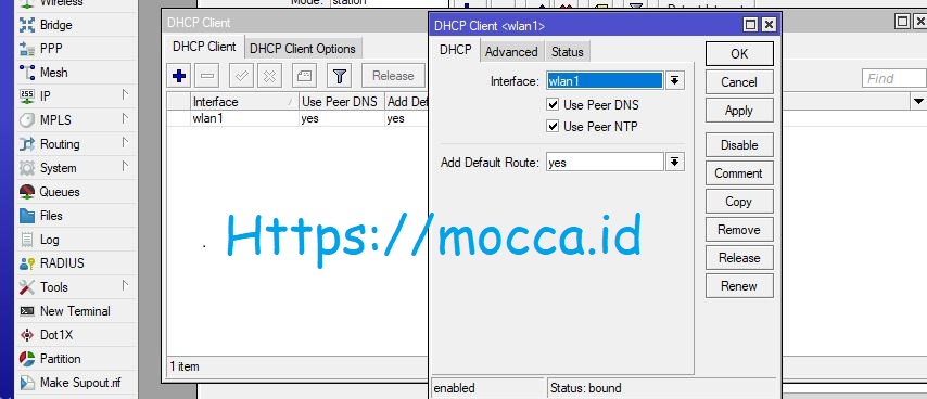 dhcp client mikrotik nembak seamless@wifi.id