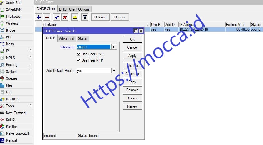 DHCP Client Voucher mikrotik dan mikhmon