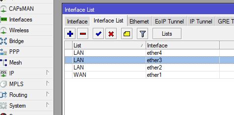 interface list wan lan